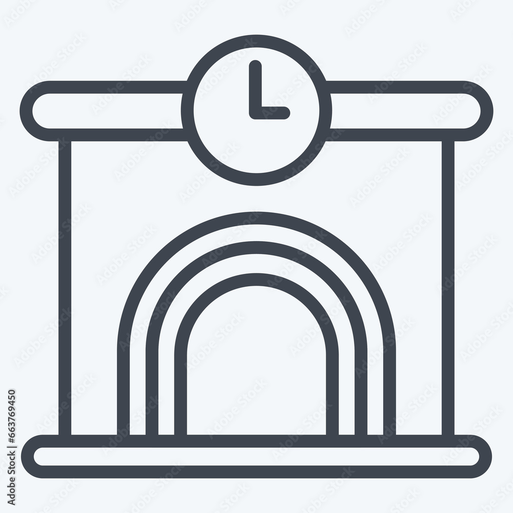 Icon Railway Station. suitable for education symbol. line style. simple design editable. design template vector. simple illustration Icon Railway Station. suitable for education symbol. line style. simple design editable. design template vector. simple illustration