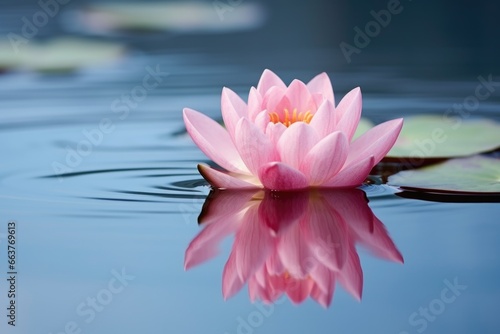 lotus flower floating on serene pond surface