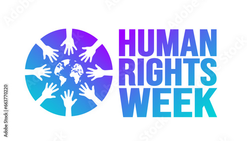 December is Human Rights Week background template. Holiday concept. background, banner, placard, card, and poster design template with text inscription and standard color. vector illustration.
