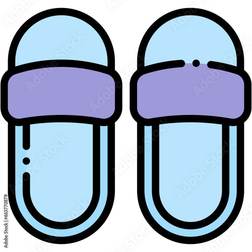 Vector Icon Slippers, Shoes, Sandals, flip flop, Bath, Footwear
