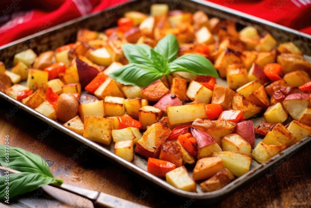 a tray full of root vegetable roast a tray full of root vegetable roast