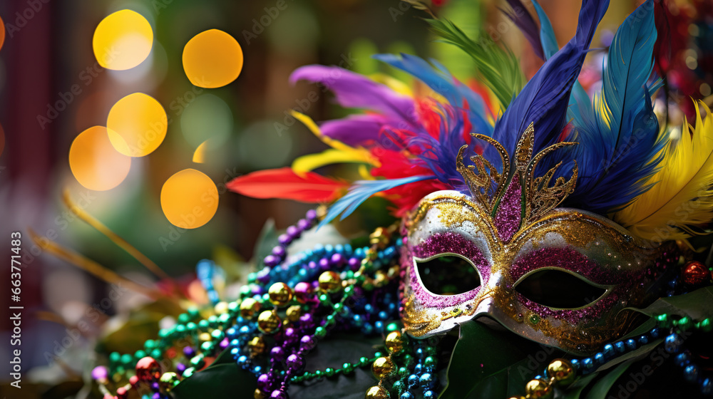 Mardi gras carnival mask background. AI