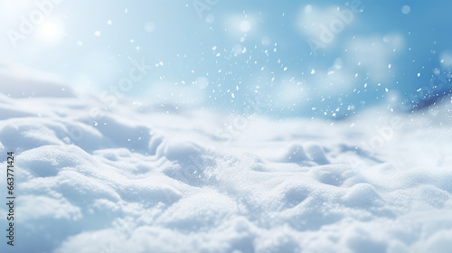 Winter background with snowflakes closeup and copy space. AI © Oleksandr Blishch