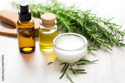 freshly cut rosemary next to diy skincare products