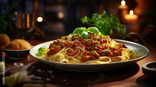 Serve the spaghetti Bolognese with fresh Parmesan photo