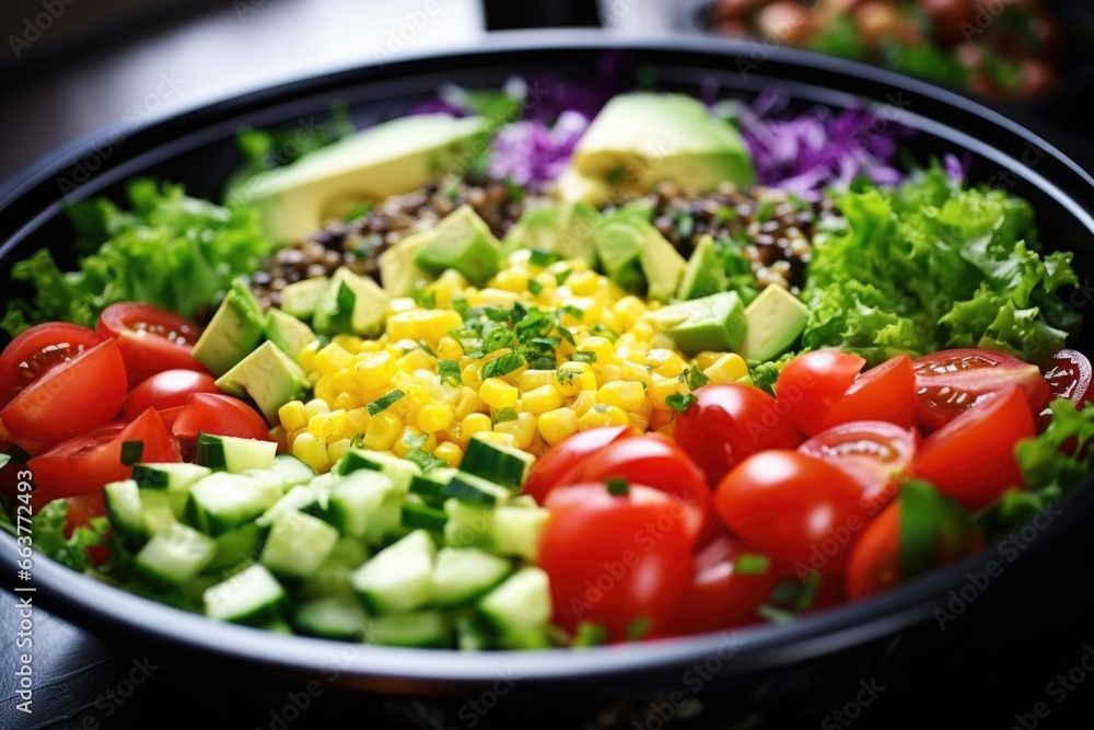 close-up of mixed salad with fresh vegetables