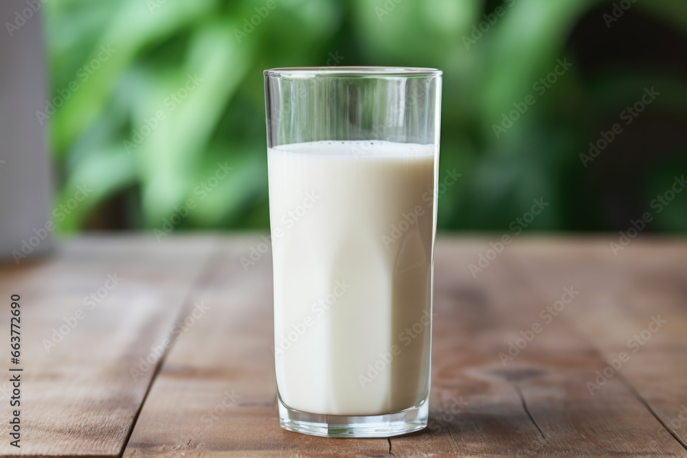 a glass of whole milk on a table a glass of whole milk on a table