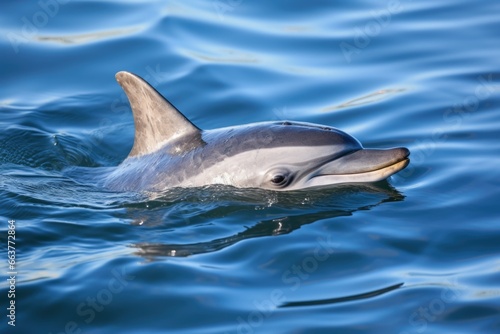 a dolphin swimming freely, far from fishing nets © altitudevisual