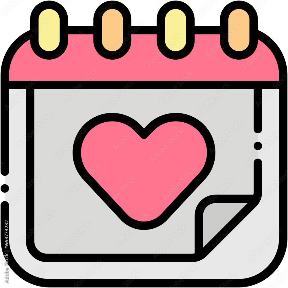 Vector Icon Calendar, Date, Time, Love Day, Schedule, Heart Vector Icon Calendar, Date, Time, Love Day, Schedule, Heart