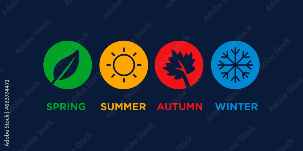 four season logo winter spring autumn summer vector illustration Stock ...