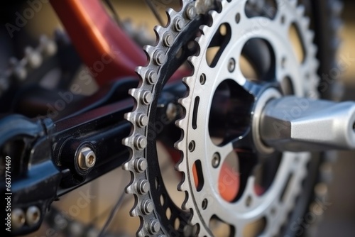 close-up of bicycle gears, ready for a cycling workout