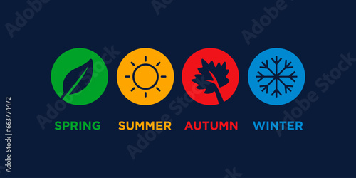 four season logo winter spring autumn summer vector illustration