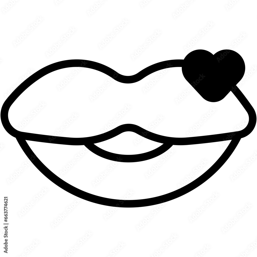 Vector Icon Kiss, Lips, Mouth, Beauty, Romantic, Romance Vector Icon Kiss, Lips, Mouth, Beauty, Romantic, Romance