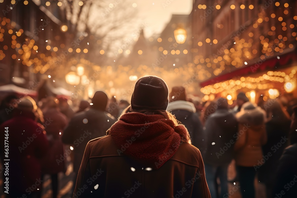 Weihnachtliche Stimmung: Glühweinstände auf einem dekorierten Marktplatz Weihnachtliche Stimmung: Glühweinstände auf einem dekorierten Marktplatz