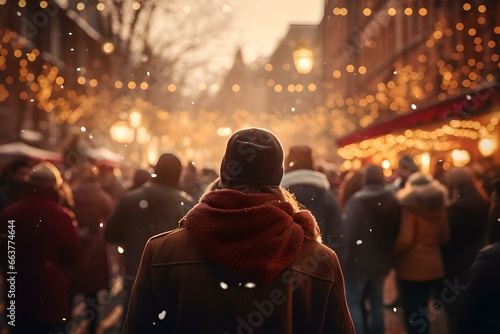 Weihnachtliche Stimmung: Glühweinstände auf einem dekorierten Marktplatz