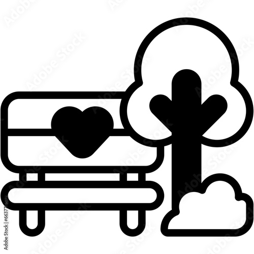 Vector Icon Park, Bench, Dating, Love, Romance, Tree