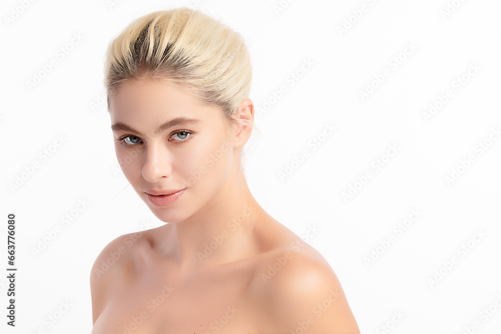 Beautiful young woman with clean fresh skin on white background, Face care, Facial treatment, Cosmetology, beauty and spa, women portrait. Beautiful young woman with clean fresh skin on white background, Face care, Facial treatment, Cosmetology, beauty and spa, women portrait.