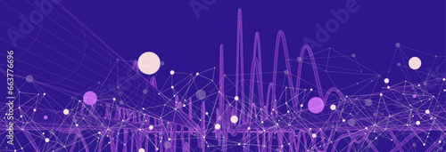 Vector abstract background with a wireframe dynamic pipes, line and particles.