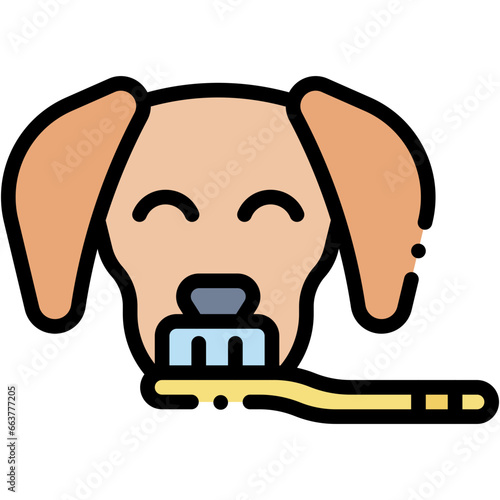 Tableau sur toile Vector Icon Teeth Brush, Mammal, Hygiene, Dog, Brush Teeth, Animal