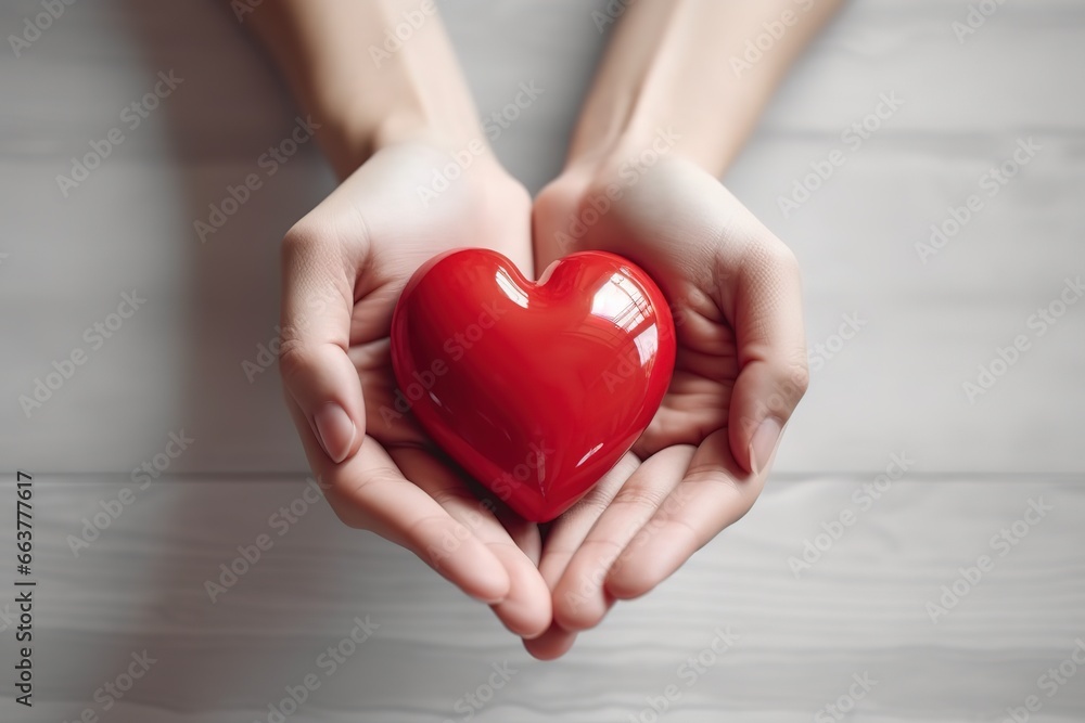 a woman carries a love symbol in her hand. Generative AI a woman carries a love symbol in her hand. Generative AI