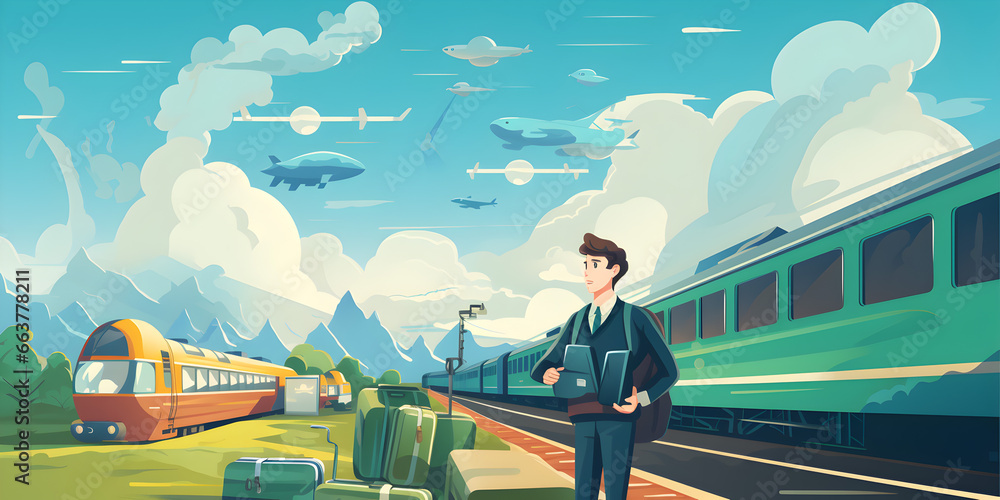 Fototapeta premium Traveling time concept illustration background 