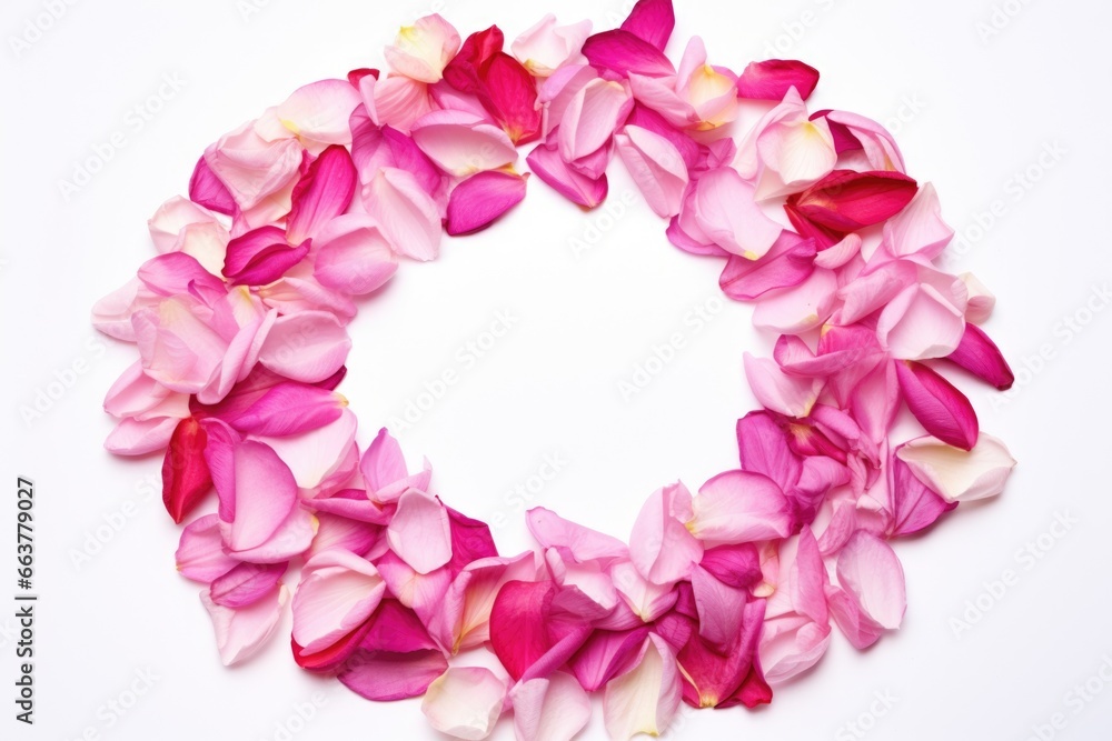 circle of flower petals on a white background