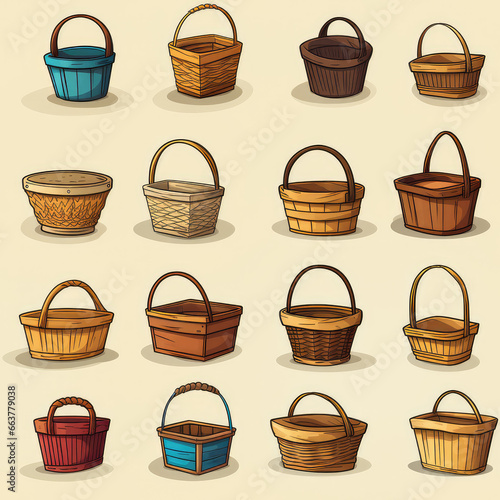 Baskets retro colorful repeat pattern