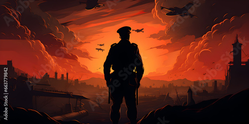  Illustration background of world war