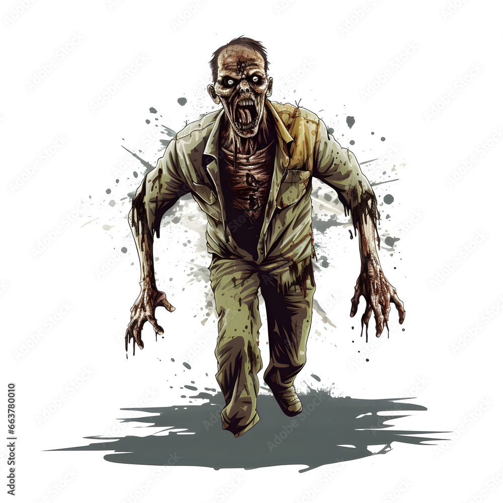 Illustration of zombie isolated on white