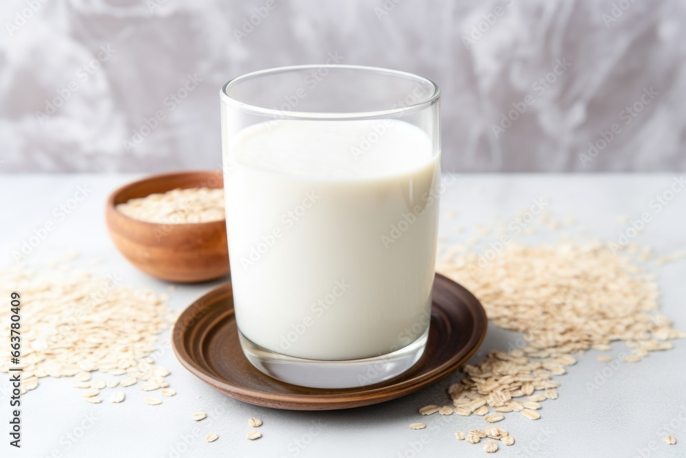 dairy-free oat milk in a glass dairy-free oat milk in a glass