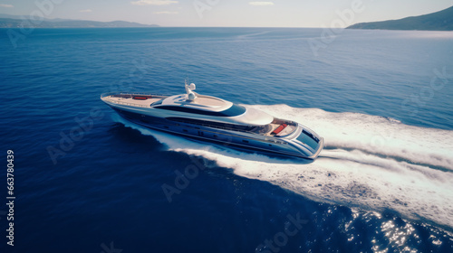 Beautiful contemporary mega yacht with hardwood deck © UsamaR