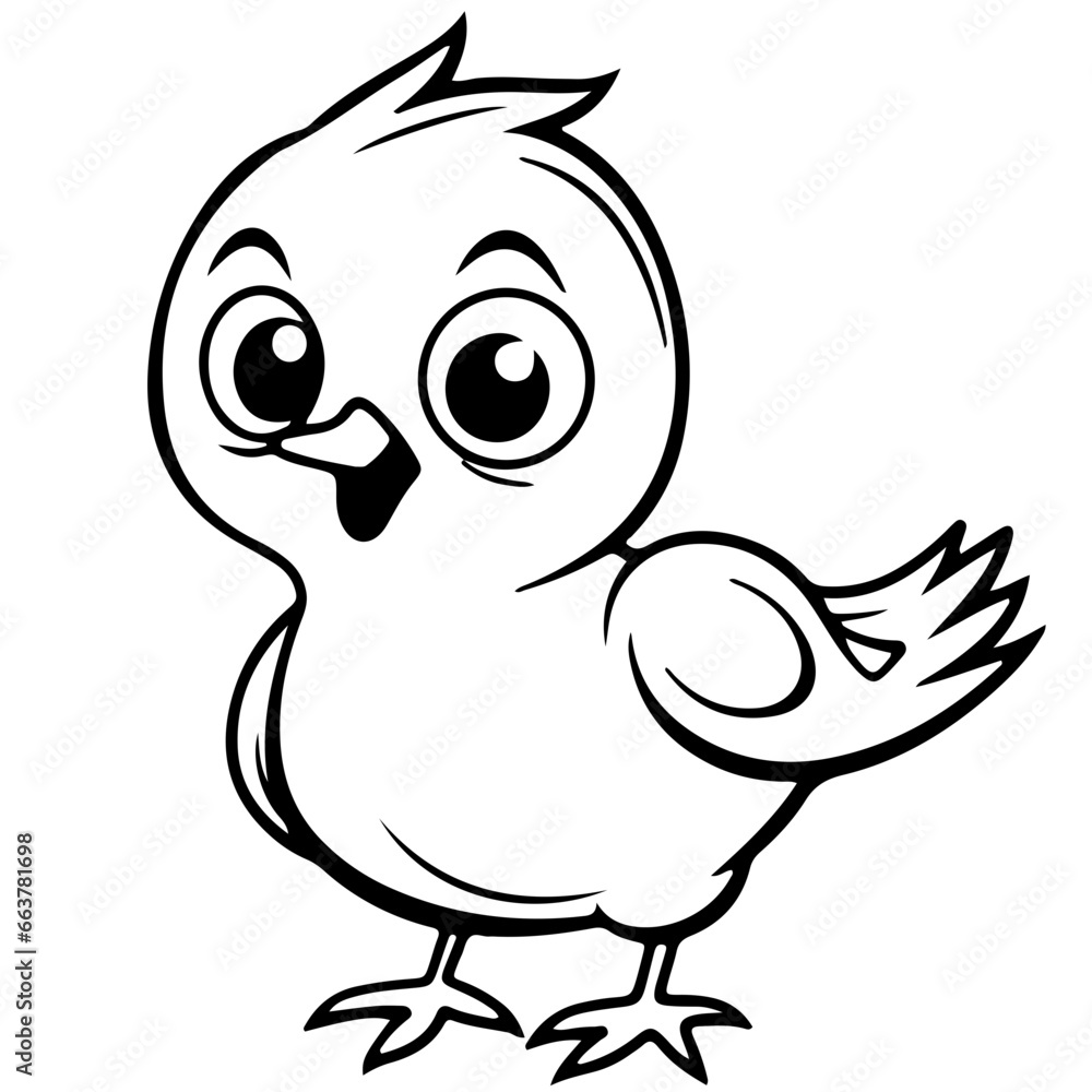 Cute baby bird. outline vector. Generative AI Cute baby bird. outline vector. Generative AI