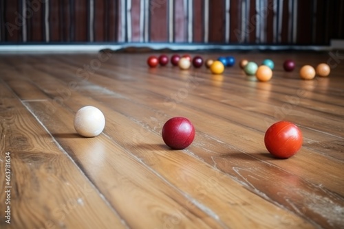 qigong balls on old wooden floor