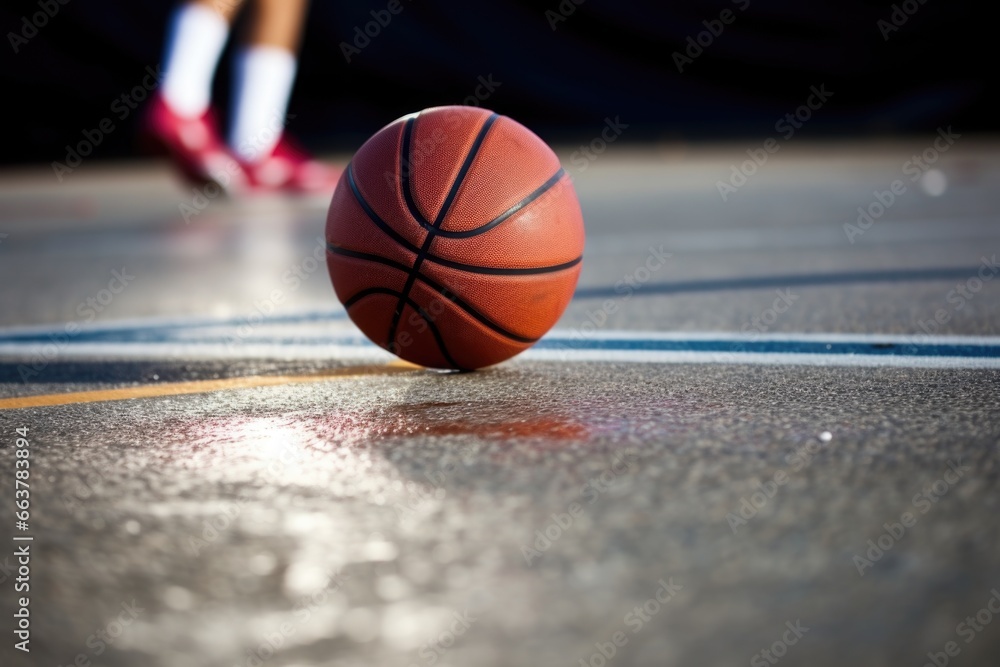mended basketball being dribbled mended basketball being dribbled
