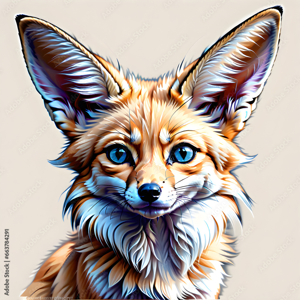 Obraz premium Realistic Desert Fox in Pastels: A Mirage of Beauty.(Generative AI)