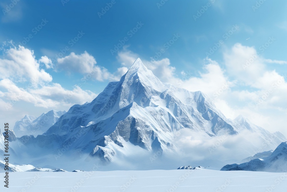 White snowy mountains with a peak isolated on a background. Generative AI