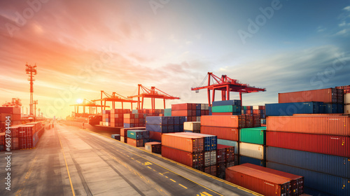 Background cargo in containers freight ships for import