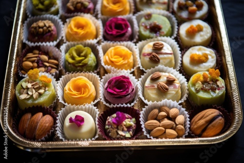 tray of sweet desserts prepared for diwali