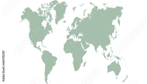 World map. Silhouette map. Color modern vector map. 