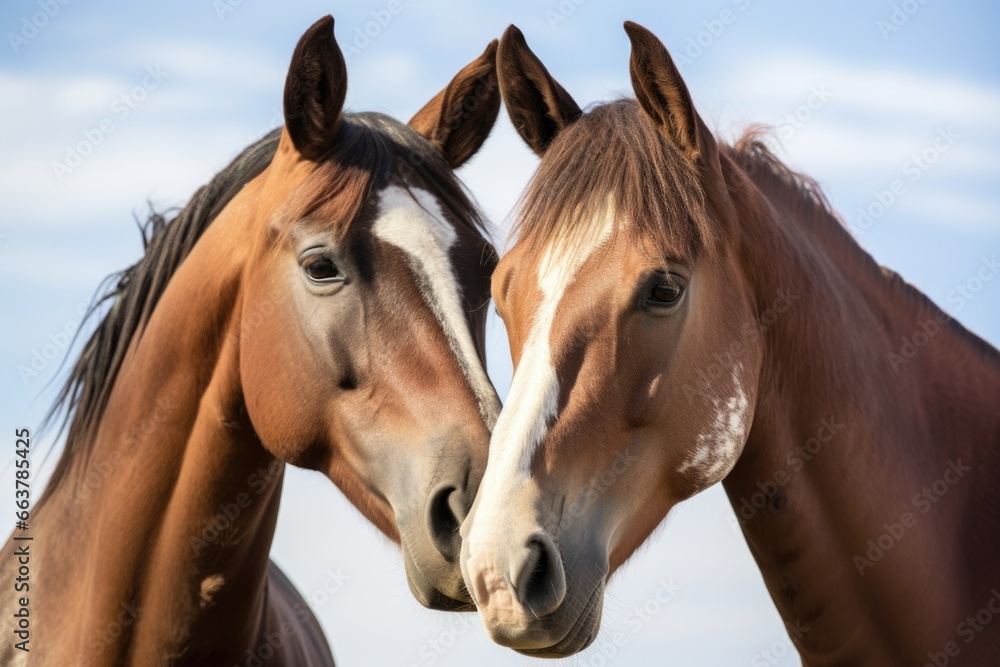 Fototapeta premium two horses nuzzling each other