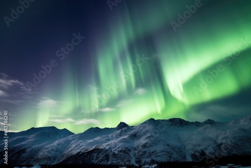 snow-capped mountains under the northern lights