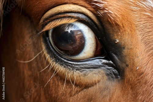 detailed view of a horse eye with cataracts