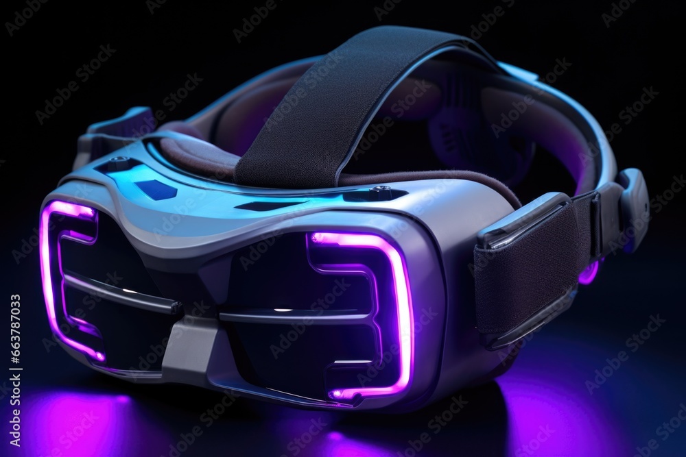 vr headset with surrounding blue and purple led lights vr headset with surrounding blue and purple led lights