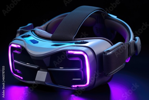 vr headset with surrounding blue and purple led lights