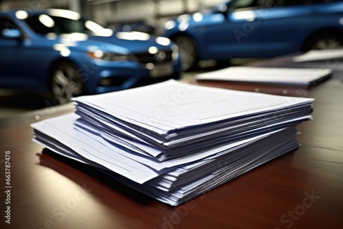 a set of car warranty papers on a desk