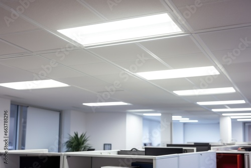 access point on office ceiling, with led indicators