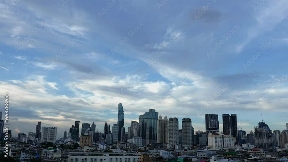 Time-Lapse of Beautiful blue sky with white cumulus on Cityscape Time-Lapse of Beautiful blue sky with white cumulus on Cityscape