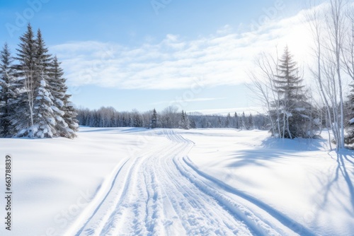 nature scene with cross country ski tracks