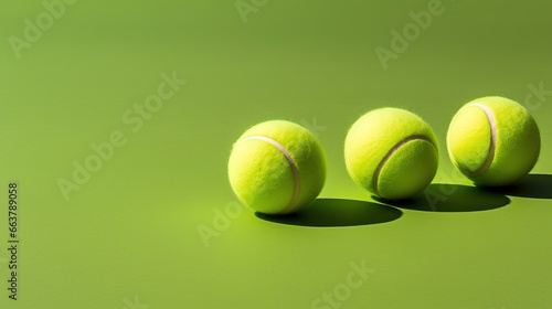 Generative AI, Close up tennis balls on the court, sport, recreation concept  © DELstudio