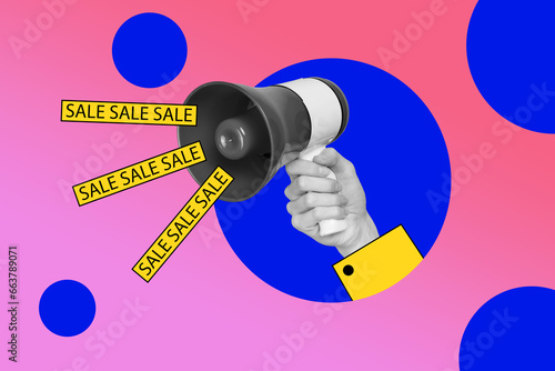 Collage design illustration of announcement black friday discount purchases advertising promo sales isolated on drawn blue pink background